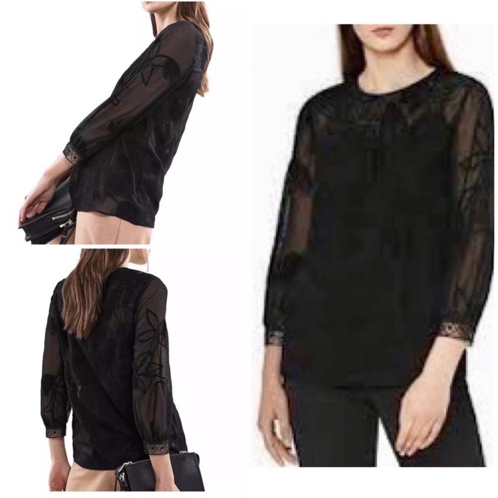Reiss Rosie Lace Top in Black Size 8